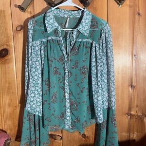 Free People Bell Sleeve Blouse